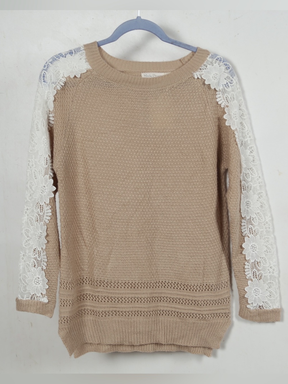 Beige Lace-Trim Women's Sweater